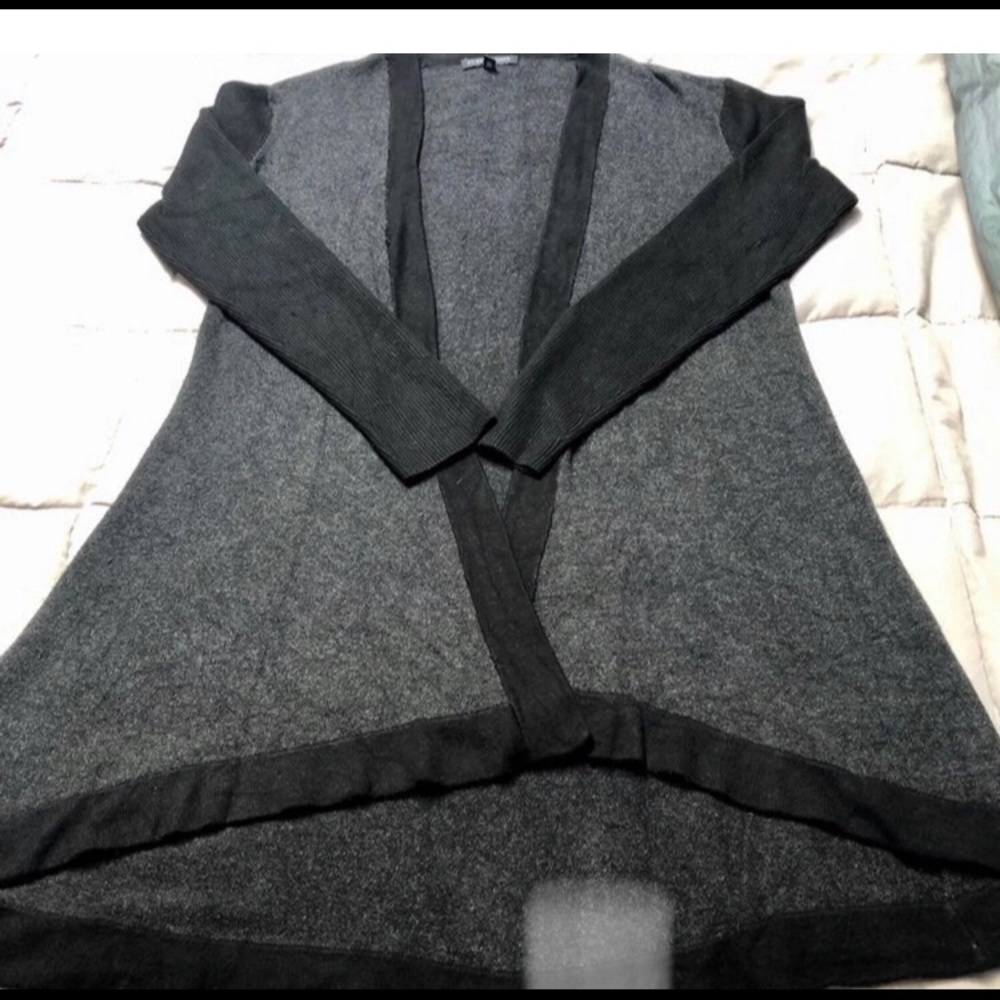 Eileen Fisher Gray Open Cardigan Black Trim size XS
